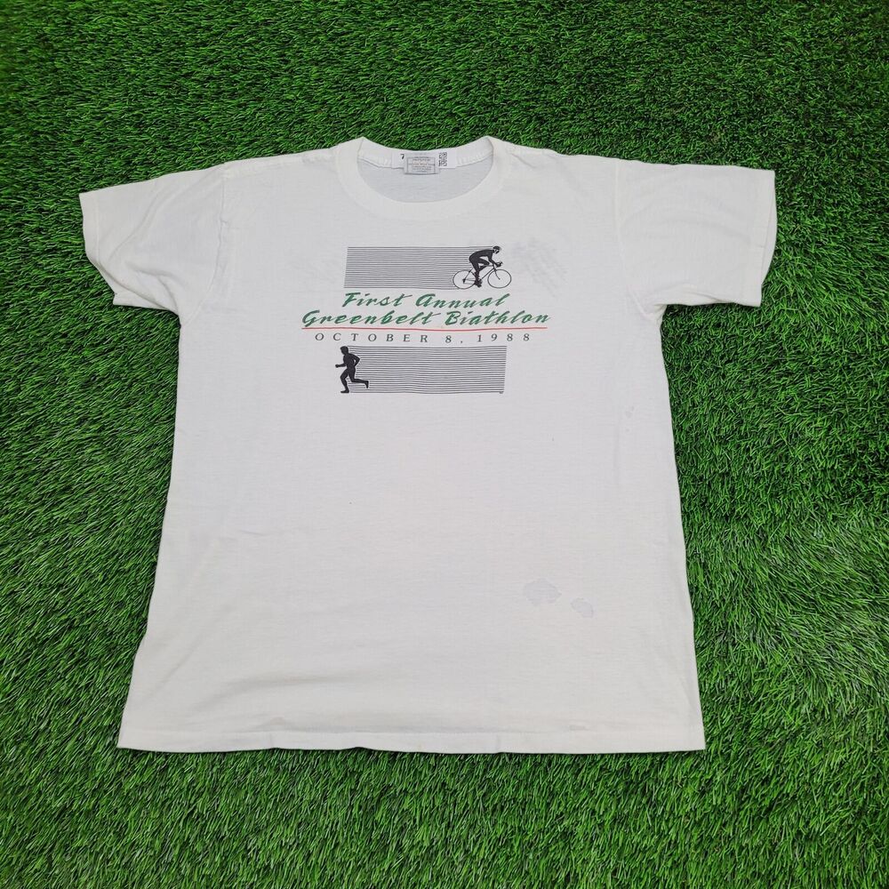 Vintage 1988 Greenbelt Biathlon Shirt Medium 20x26 College-Park